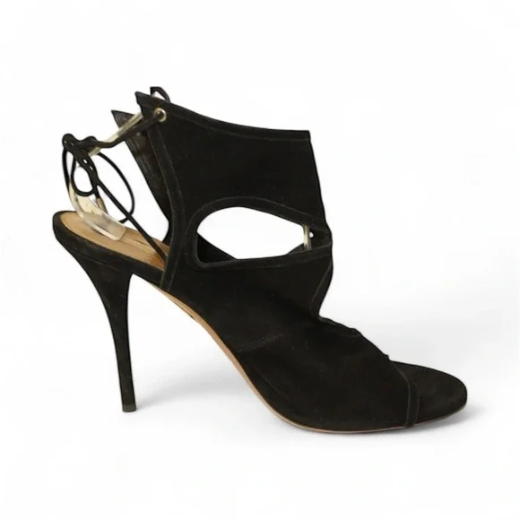 Aquazurra Black Sexy Thing 85 Cutout Genuine Suede Heels Italian Luxury Sz 41 - Picture 7 of 16